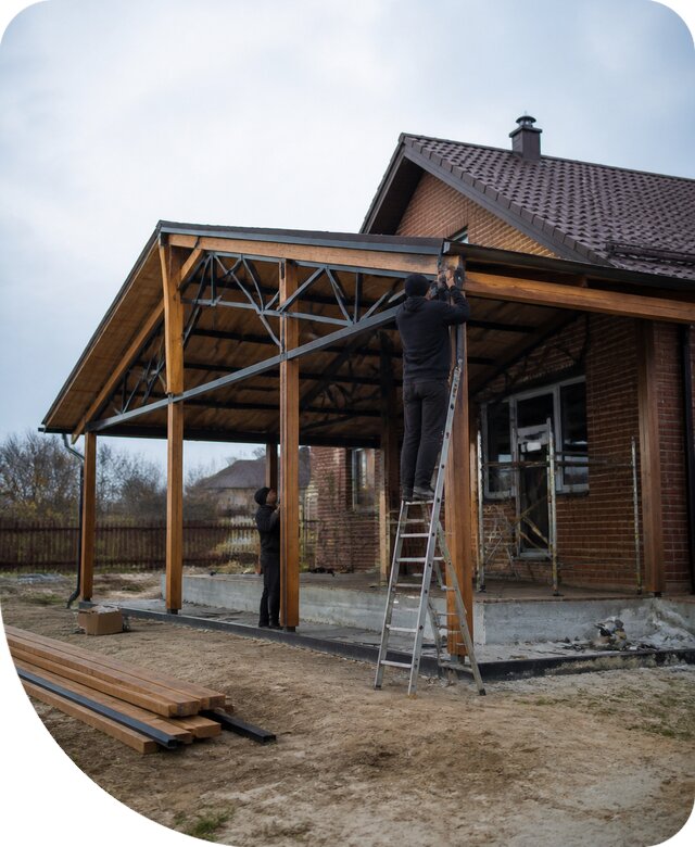 Пристройка навеса к дому и участку в Липецке под ключ